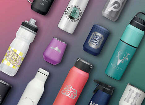 series of custom camelbak products on a gradient background