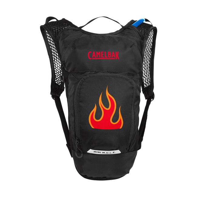 Camelback Backpack Red Mini Mule Kids Hydration Pack Black Flames No Bladder