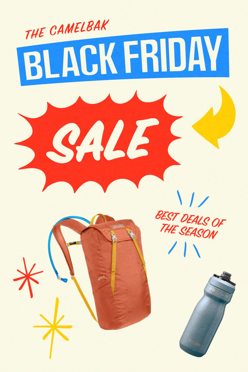 Camelbak Black Friday Sale with stylized text that reads "The Camelbak Black Friday Sale Best Deals of the Season"